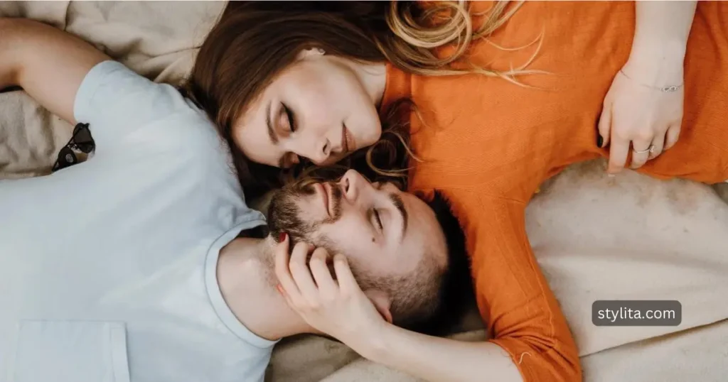 couple goal lying together in a romantic mood