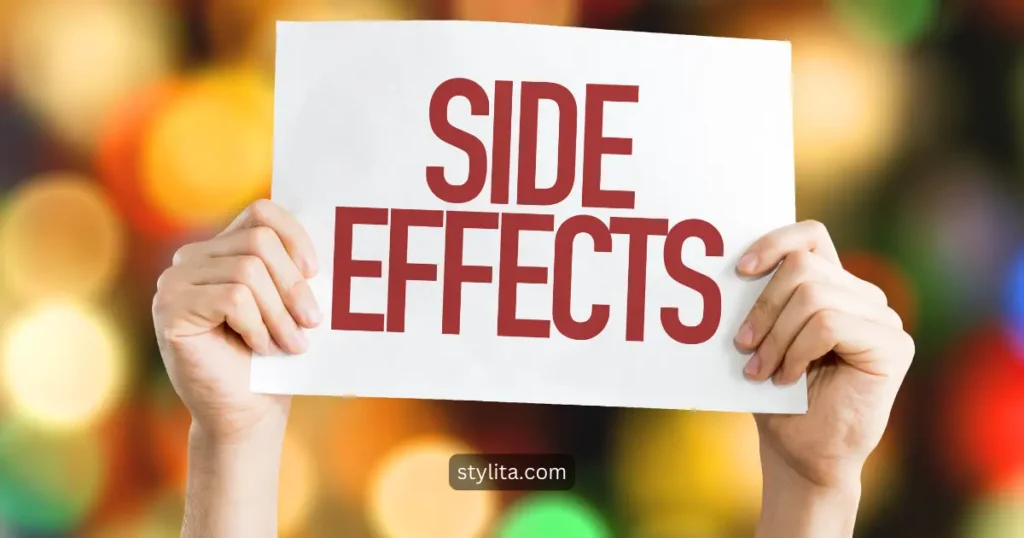 a girl holding a play card with "side effects" written on it