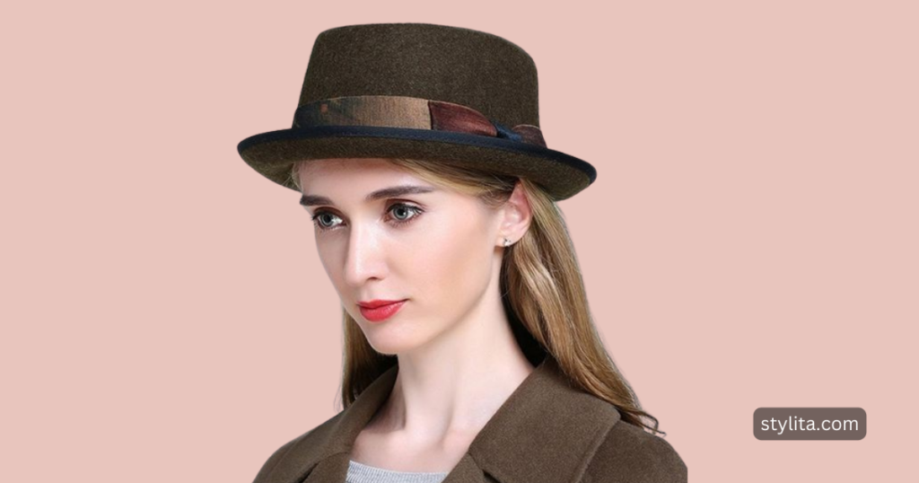 a beautiful girl wearing a Classic Fedora hat